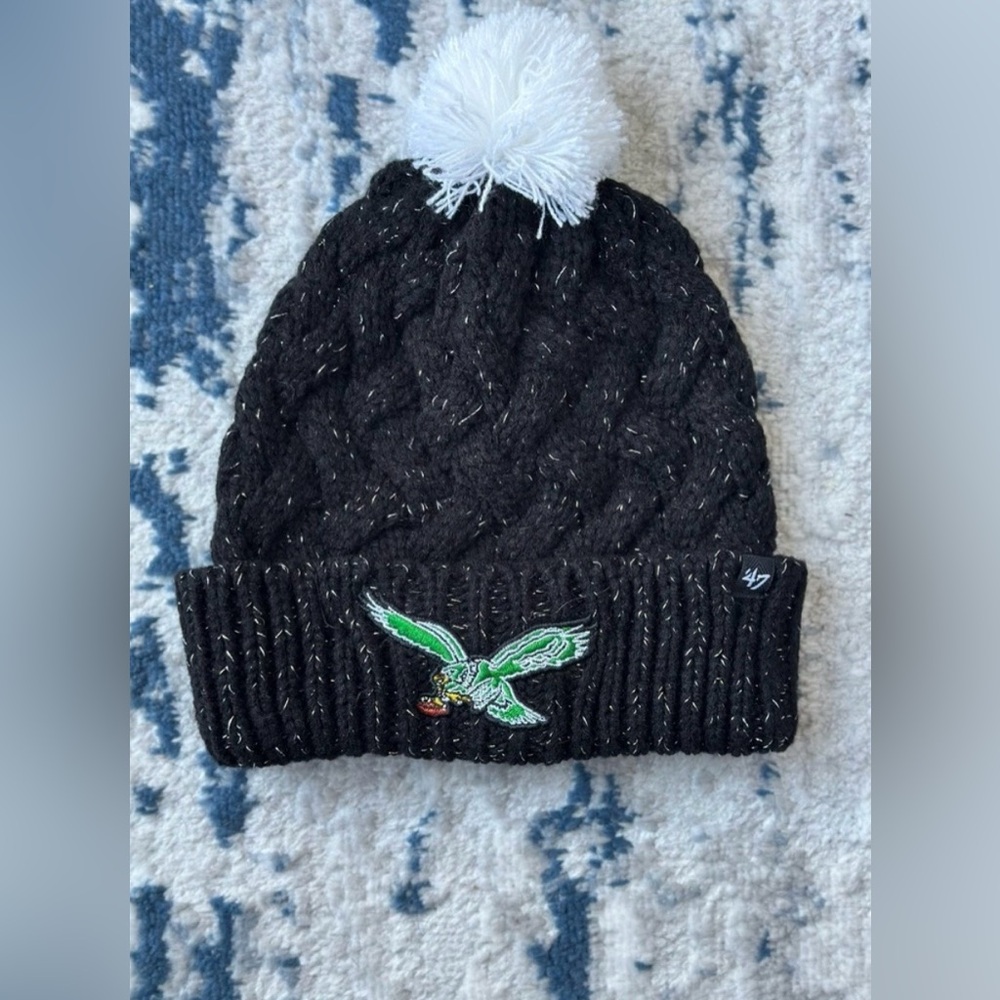 NWOT 47 Black Cable Knit Philadelphia Eagles Beanie